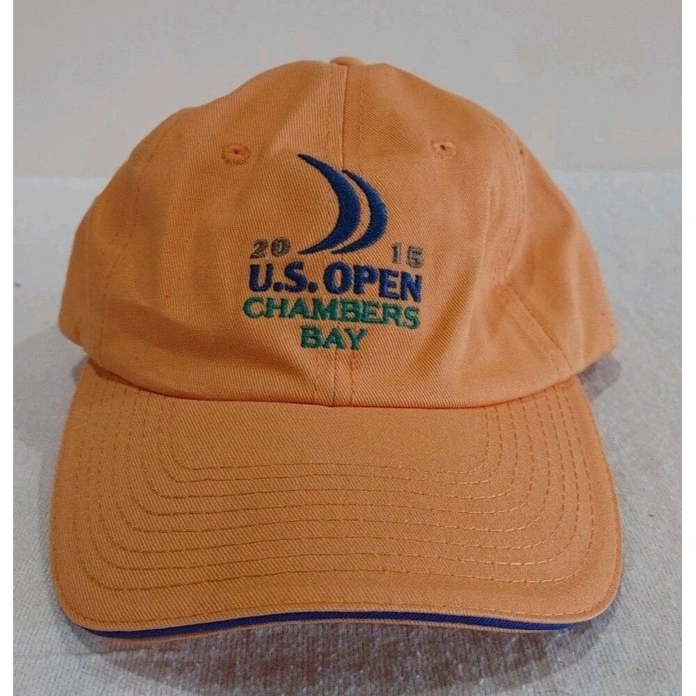 US Open 2015 Hat Cap Orange Adjustable OSFA Strap Golf Chambers Bay USGA Member